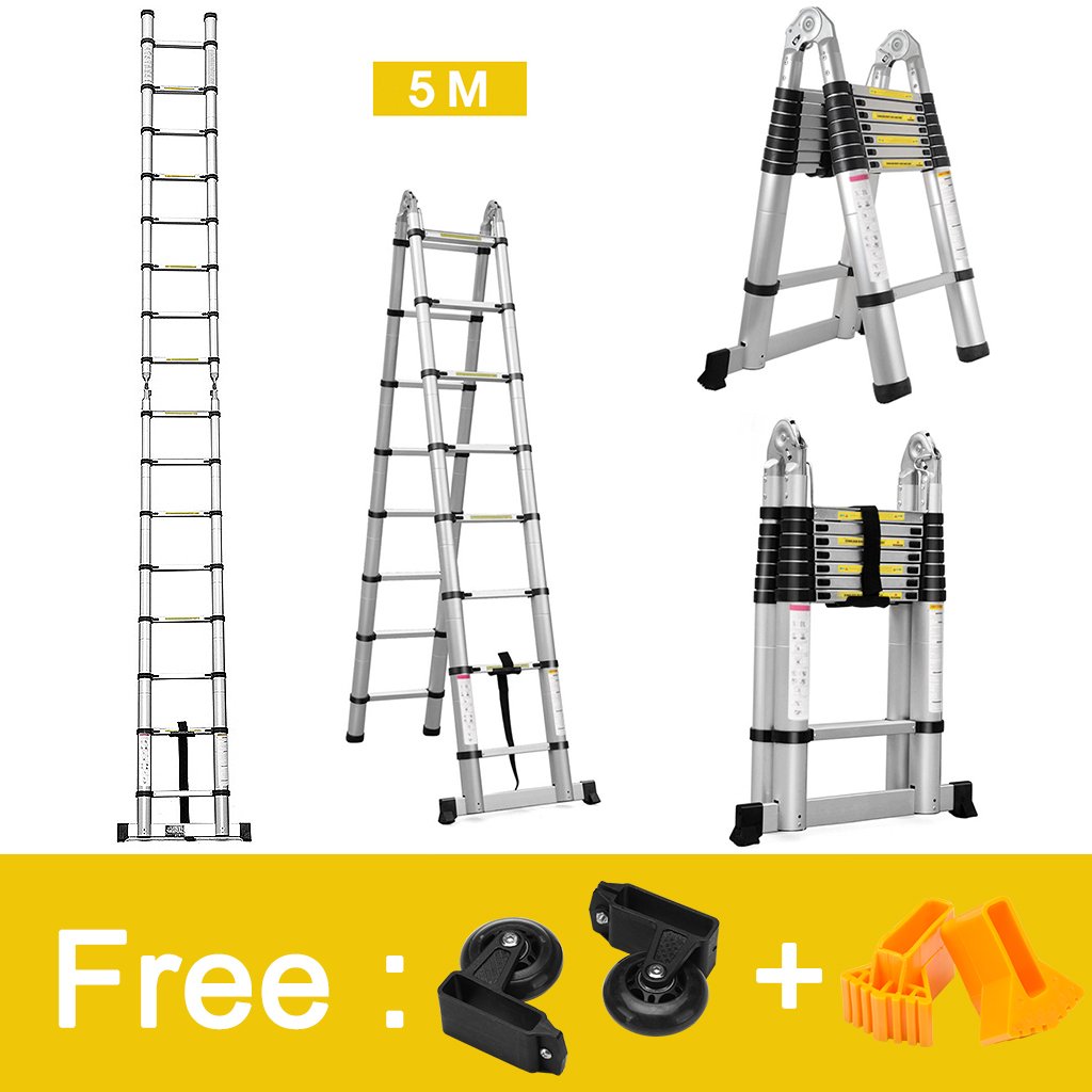 16.4ft Aluminum Telescoping Extension Ladder Portable Multi