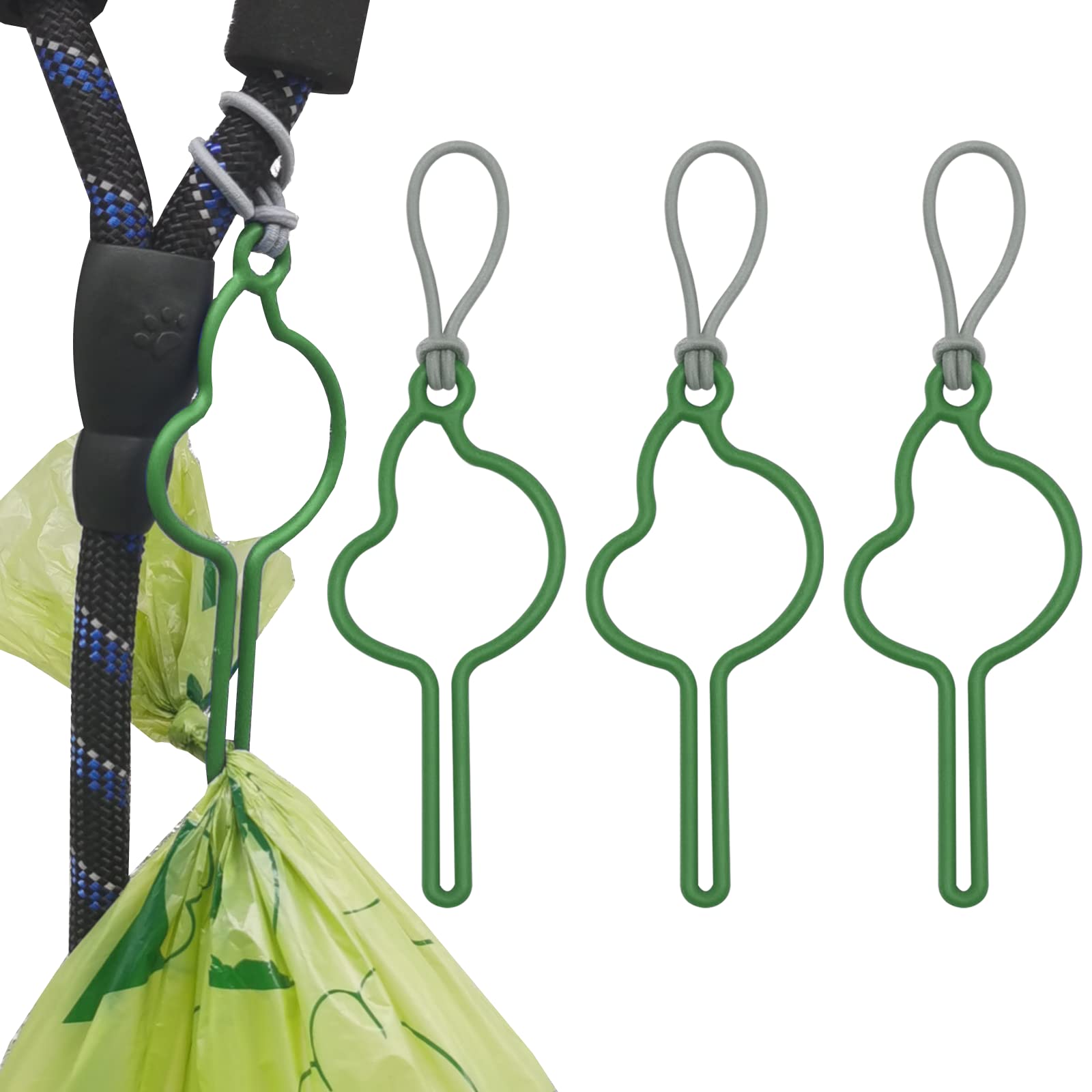 SHAOUMAN 4 Pack Hands-Free Dog Poop Bags Holder with Elastic Rope for Used Poo Bags Handy Waste Bags Carrier for All Leash Pet Potty Bags Clip Leash Dispenser Attachment for Dog Walking(4 Count,Blue)