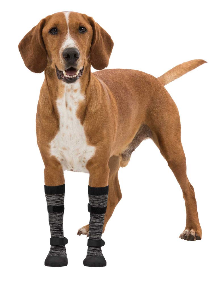 TRIXIE Walker Socks Rabbits Paw Protection, Medium, Black/Grey, 2-Piece