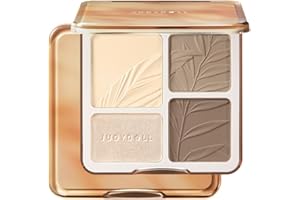 JUDYDOLL Highlight & Contour Palette, All-in-One Matte Highlighter Contour Compact, Blendable Face Makeup for Beginners, for Warm Skin Tone (02 Tree Shadow Palette)
