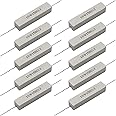 Cement Resistor,10 PCS 10w 150 Ohm 5% Axial Lead Wire Resistor White Wound Fixed Ceramic Cement Resistors Wirewound Cement Power Resistors Flame Heat Moisture Resistance Precharge Horizontal Resistors