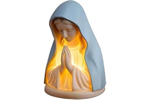 Virgin Mary LED Devotional Table Lamp,Virgin Mary Prayer Night Light,Elegant Religious Statue Lamp,Handmade Jesus Catholic Ta