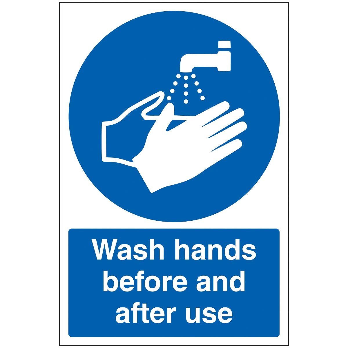 Vsafety Wash Hands Before And After Use - 200mm x 300mm - Self Adhesive Vinyl