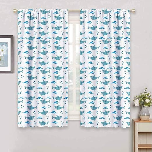 Amazon Com Shark Black Out Privacy Curtains For Bedroom For Kids