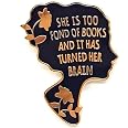 SKYFENGCN 'She Is Too Fond Of Books' Enamel Lapel Pin - Literature Series, Zinc Alloy Brooch For Bags & Jackets
