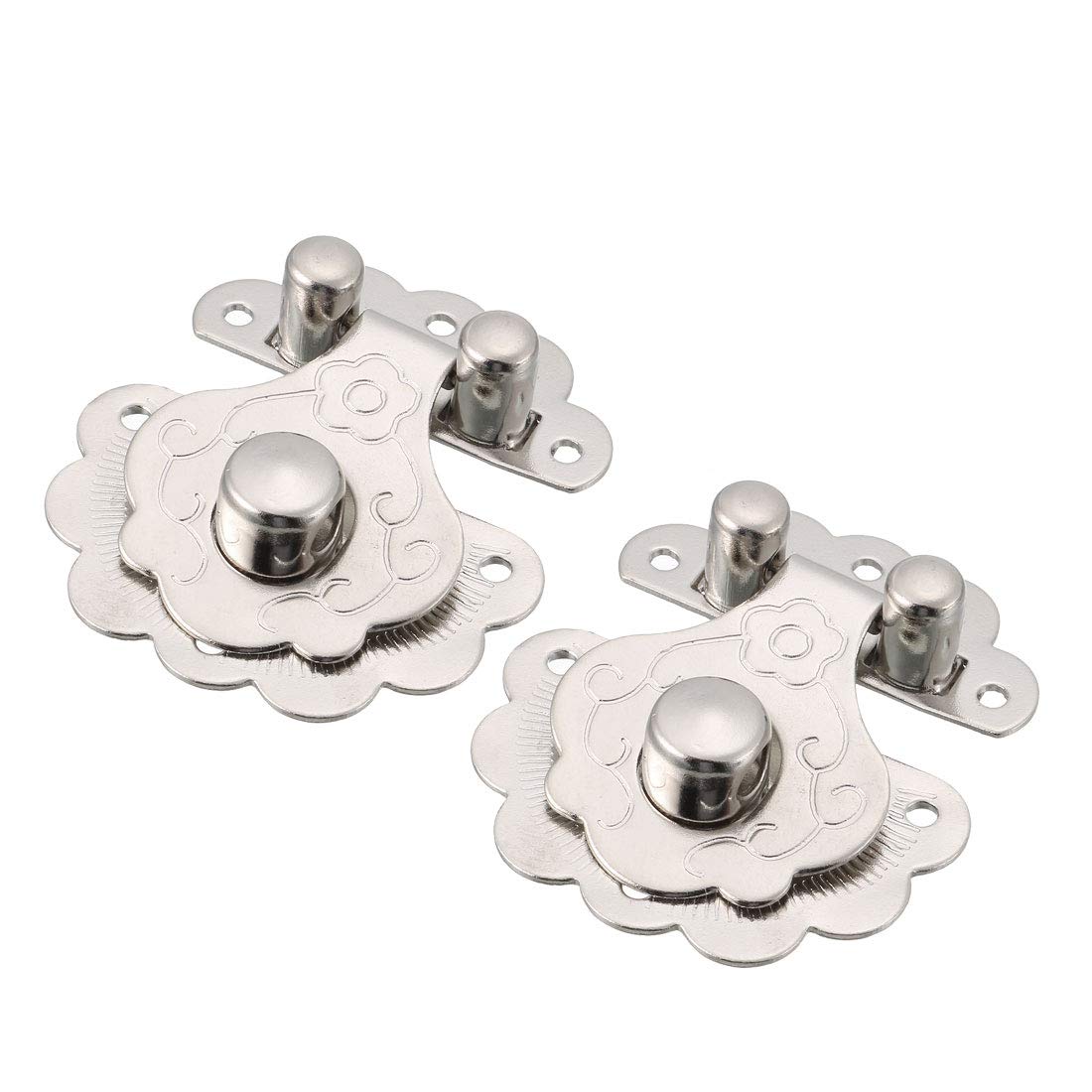 Sourcingmap Jewelry Box 33mmx32mmx10mm Flower Shaped Latches Hasp Catch Lock Silver Tone 2pcs