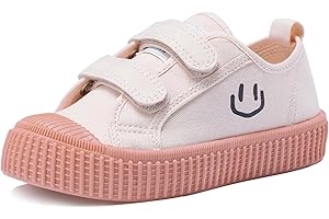 HAPPY NOCNOC Toddler Shoes for Boys & Girls, Canvas Velcro Sneakers with Candy-Colored Sole Size 6-14