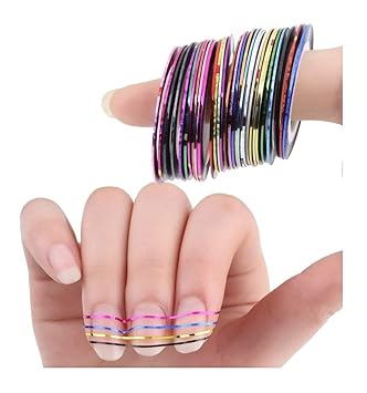 Yinikiz Stripping Roll Tape French Manicure Nail Art Tips Plastic Sticker for Pretty Nail Decoration, Multi Color (Pack of 10 pcs)