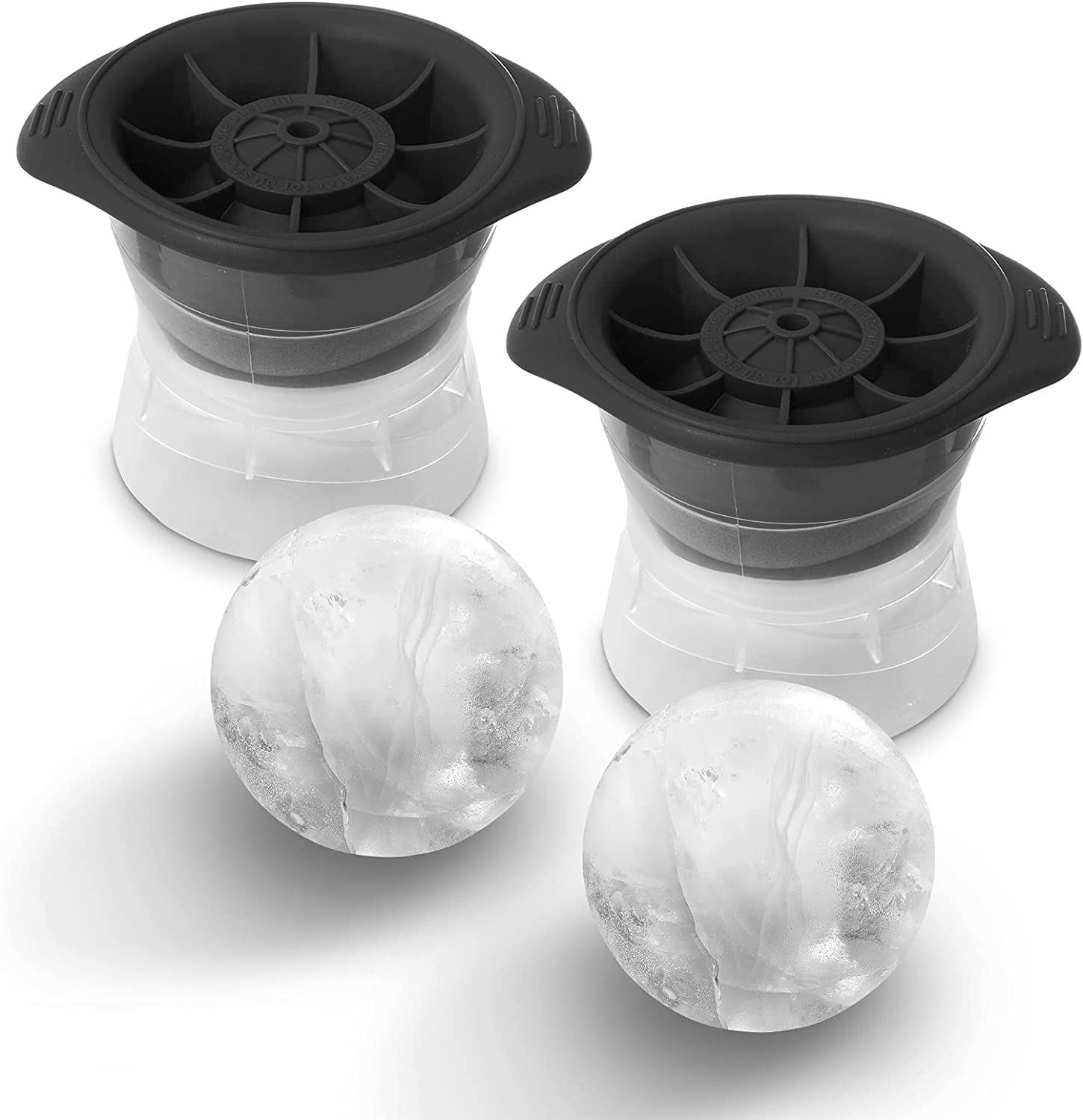 LINGLAN Sphere Ice Molds 2.5 Inches Large Ice Cube Trays Set of 2 (Gray)