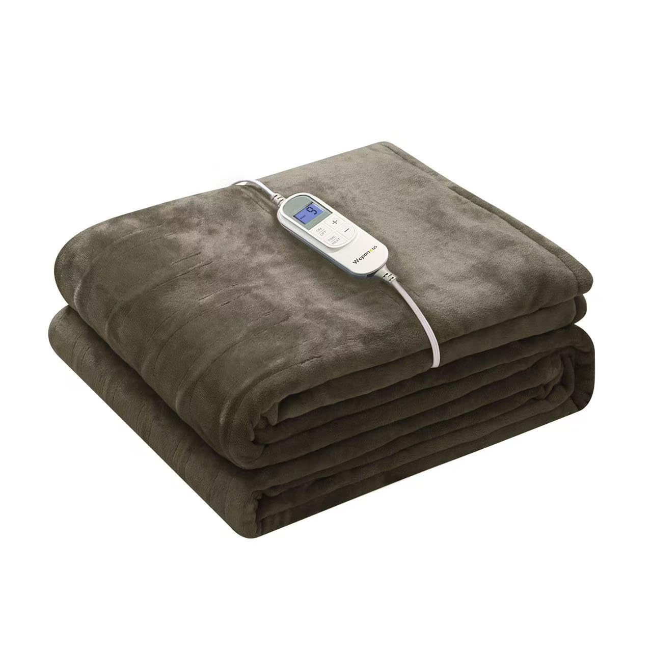 Photo 1 of Wapaneus Heated Blanket Electric Twin Size 62"x84" with 10 Heating Levels 12 Timer Settings 8 Hours Auto-Shut Off,Flannel Fast-Heating Electric Blanket,ETL Listed Machine Washable,Dark Brown