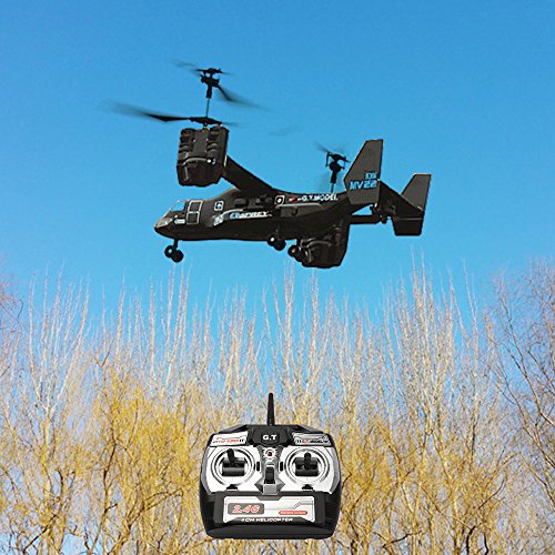 SUPOW Electric RTF Remote Control RC Helicopter, Mid-Sized 2.4GHZ 4.5CH Dual Axis RC Airplane with Double Gyro and Headlamp, Boy s Toy - Remote Control UAV Aircraft for Cool Kids (Black)