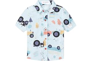 Mud Kingdom Big Boys Hawaii Shirt Summer Cool Printed Cotton Button-Down Vacation Holiday Beach