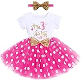 ODASDO Baby Girl Toddler Kids 1st / 2nd / 3rd Birthday Party Dress Short Sleeve Princess Tulle Dress with Headband