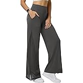 Casei Wide Leg Yoga Pants for Women Adjustable Hem High Waist Loose Casual Pants with Pockets