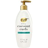 OGX Locking + Coconut Curls Air Dry Cream for Curly Hair, 6 oz | With coconut oil &amp; shea butters, enhances curls and reduces frizz, for soft, bouncy, air-dried styles