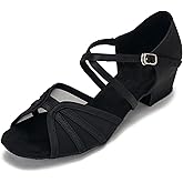 CLEECLI Low Heel Ballroom Dance Shoes Women Latin Salsa Practice Dancing Shoes 1.5 Inch Heel ZB14