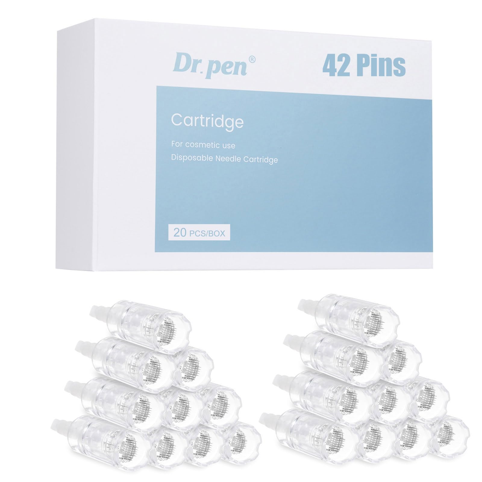 Dr.pen A10 Cartridges 42 Pins, 20Pcs Dr.pen Cartridges for Microneedling Pen A10 Model, Authentic Disposable Microneedling Cartridges (42 Pins, 20Pcs)