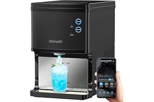 Welnotti Nugget Ice Makers Countertop Self Dispensing, Pebble Ice Makers Countertop Sonic, Self Cleaning, 40Lbs/24H, with App Control, Ice Machine Crushed for Home/Bar/Party(Matte Black)