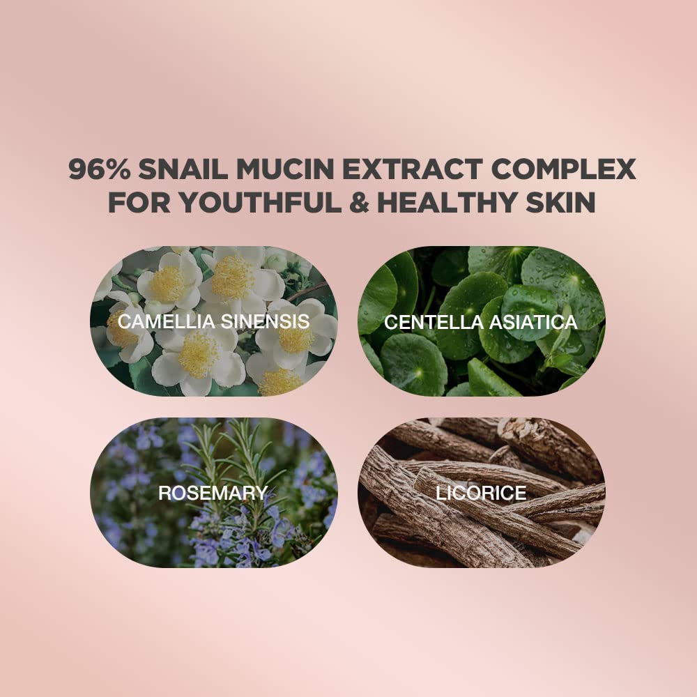 Snail Mucin Essence | Advanced Snail Mucin Essence | Korean Snail Mucin Essence Toner with 96% Snail Secretion Filtrate | Formulated with Snail Mucin, Centella Asiatica and Other Natural Ingredients