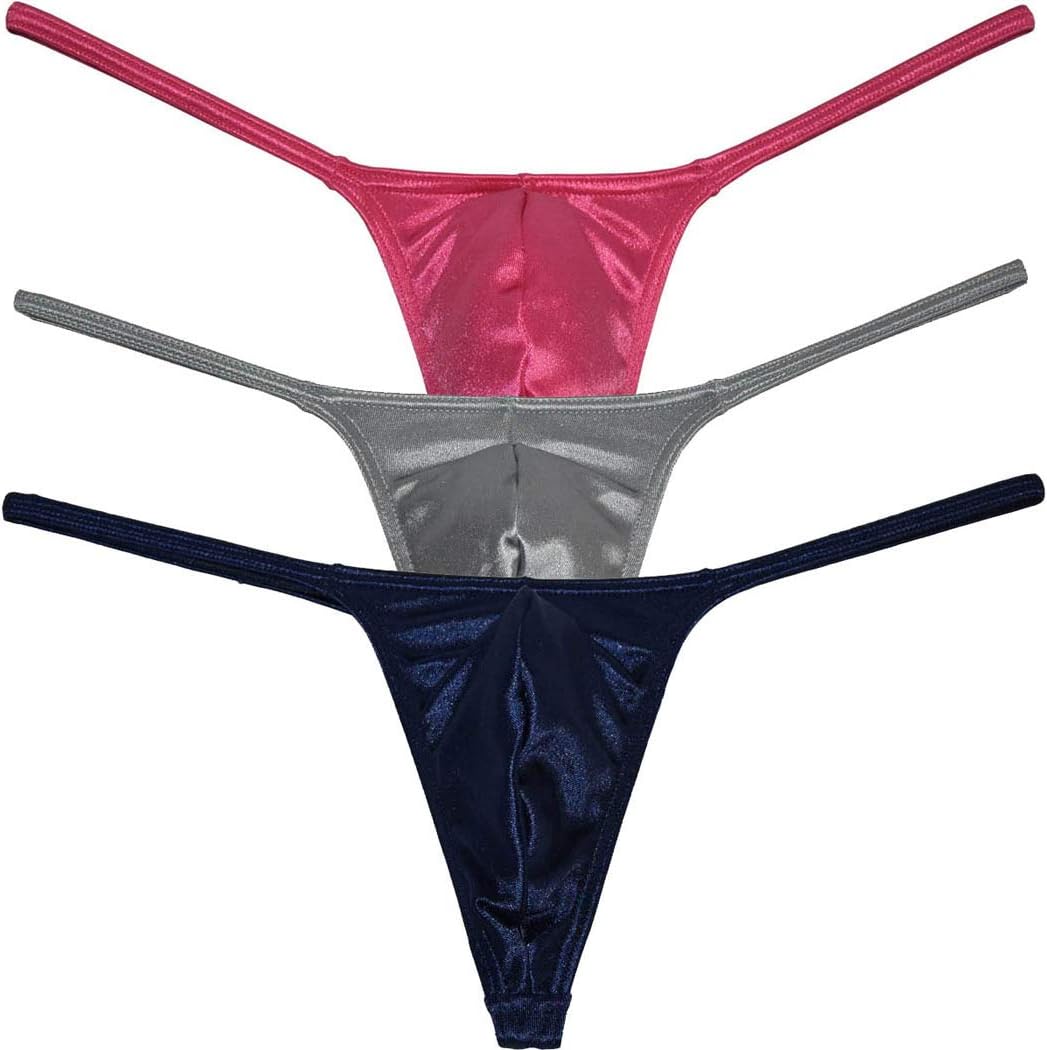 Men's Swim Thong Slim Pouch G-String Bikini Shiny T-back