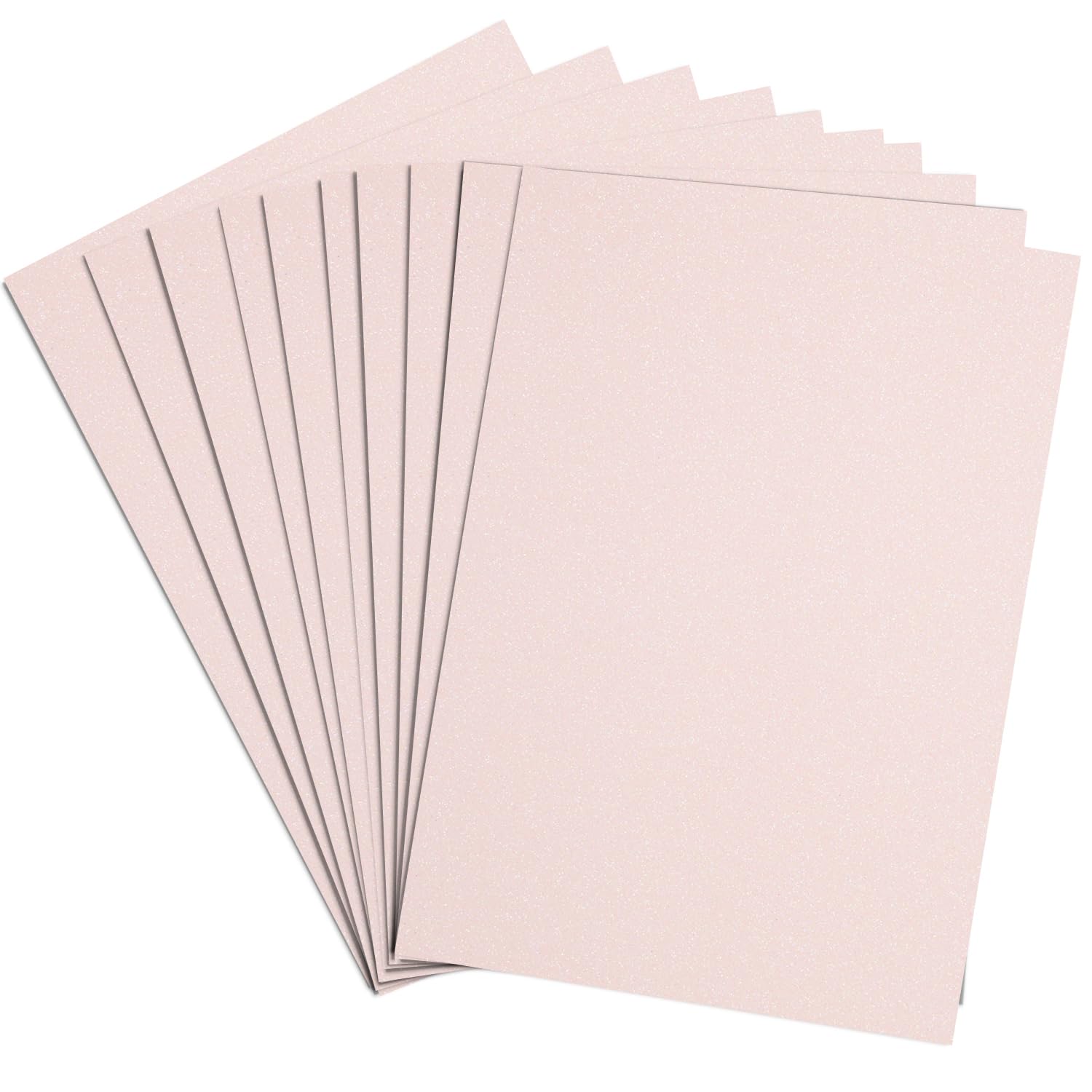 Springboard A4 Pale Pink Glitter Card Sheets - 10-Pack 290gsm Non Shed Glitter Cardstock for Card Making - Compatible w/ Die-Cutting Machines - Sparkly Craft Supplies