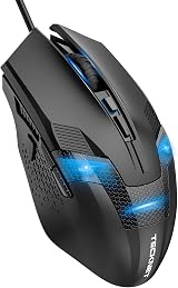 TECKNET Wired Gaming Mouse 8000 DPI 6 Programmable Buttons RGB Backlit view 1