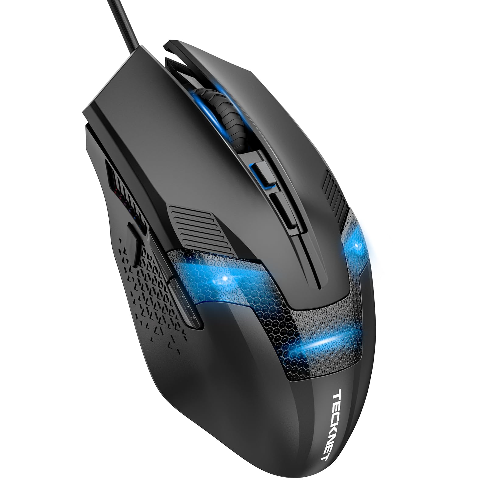 TECKNET Wired Gaming Mouse, 8000 DPI Adjustable Optical Sensor USB Computer Mouse, 6 Programmable Buttons & 6 Chroma RGB Backlit, Ergonomic Mice for Laptop Desktop PC/Mac Mouse - Black