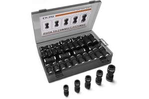 CNZG PNEU 60pcs Air Line Quick Connect Fittings,PU Straight Air Hose Fittings,Pneumatic 1/4 3/8 Inch OD Union Push to Tubing Kit 5/16 1/2