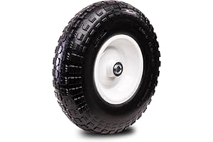 Taifa 1 PC 13 Inch Solid Flat Free Replacement Tires and Wheels 4.00-6 with 5/8'' Bearing and 2.17'' Offset Hub, Air Less Wheel for Wheelbarrow/Wagon/Hand Truck/Trolley/Garden Scooter etc.