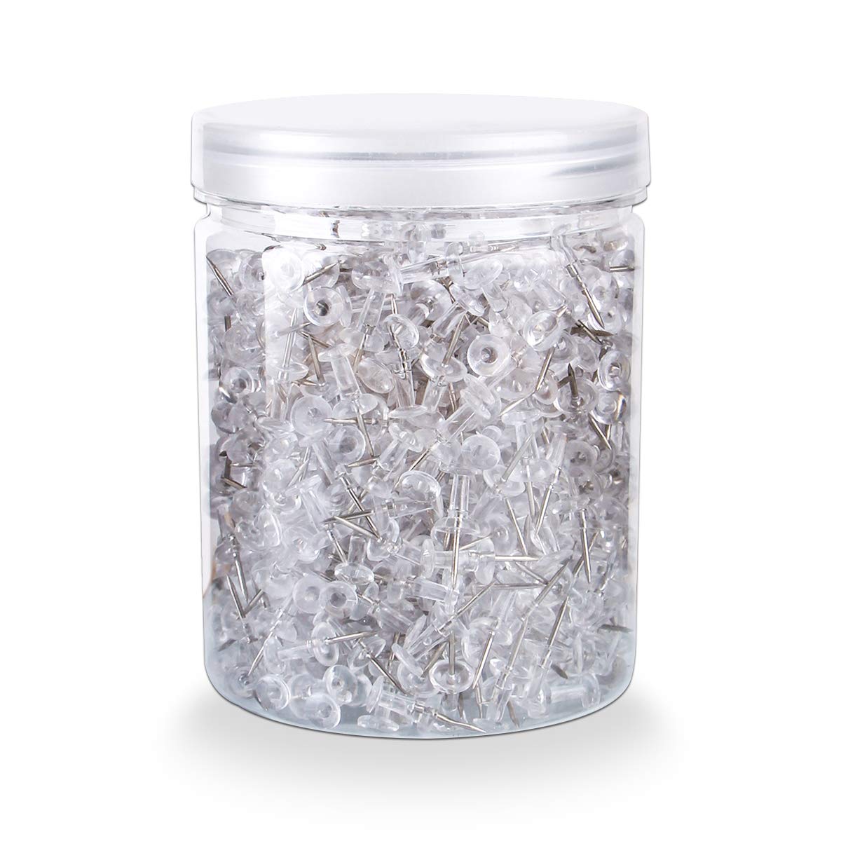 Push Pins 600 Count, Standard Clear Drawing Pins Steel Point Thumb Tacks for Pinboard Notice Board Office Corkboard