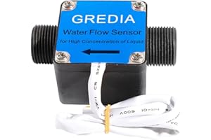 GREDIA 3/4" Male Thread Oil Flow Sensor High Density Liquid Food-Grade Switch Hall Effect Flowmeter Fluid Meter Gear Counter 20-3600L/H for Fuel Gasoline Diesel Milk Detergent Water