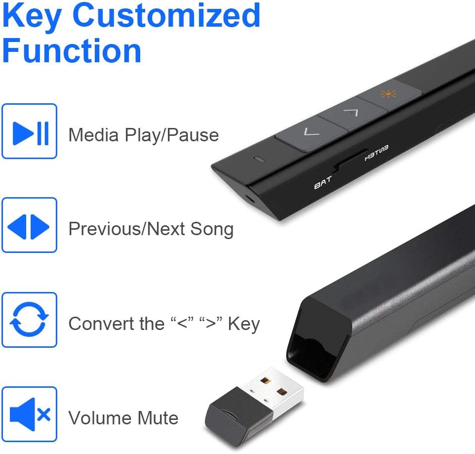 KNORVAY N26 Presentation Clicker 300FT Wireless Presenter Remote PowerPoint Clicker Presentation Remote, 2.4GHz USB Presentation Pointer Presenter PPT Clicker for Mac, Keynote, Laptop, Google Slides : Home Audio & Theater