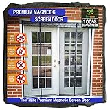 TheFitLife Double Door Magnetic Screen - Heavy Duty Mesh Curtain with Full Frame Hook & Loop Powerful Magnets, Snap Shut Automatically for Patio, Sliding Or Large Door (Fits Doors up to 60''x80'' Max)