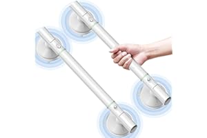 ASLUCO Grab Bars for Bathtubs and Showers, 2 Pack 17.7 inch Shower Handles for Elderly, 3mm Thickened TPE Material Strong Suction Cup, Shower Handicap Grab Bars for Seniors Bathroom Bath Tub Toilet - White
