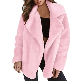 Damen Verdickte Winterjacke Wintermantel Warme Winterparkas Jacke Mantel Elegant Lang Warm mit Reverskragen Damen Kunstfell M