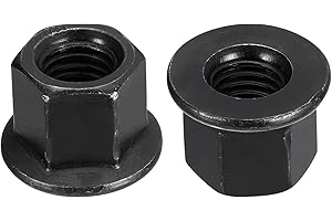 uxcell M12 Flange Hex Nuts, 2pcs Grade 8.8 Carbon Steel Black Oxide Finished Hex Flange Nuts for Machinery