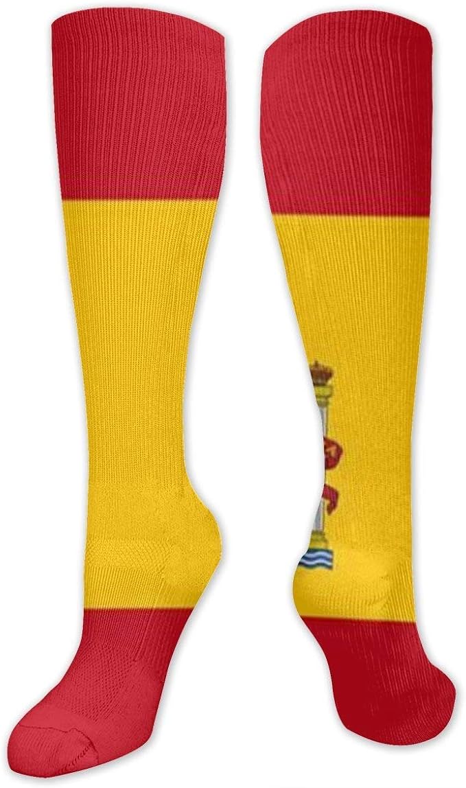 xiongjiansd Spanish Flag Training Socks Crew Athletic Socks Long Sport