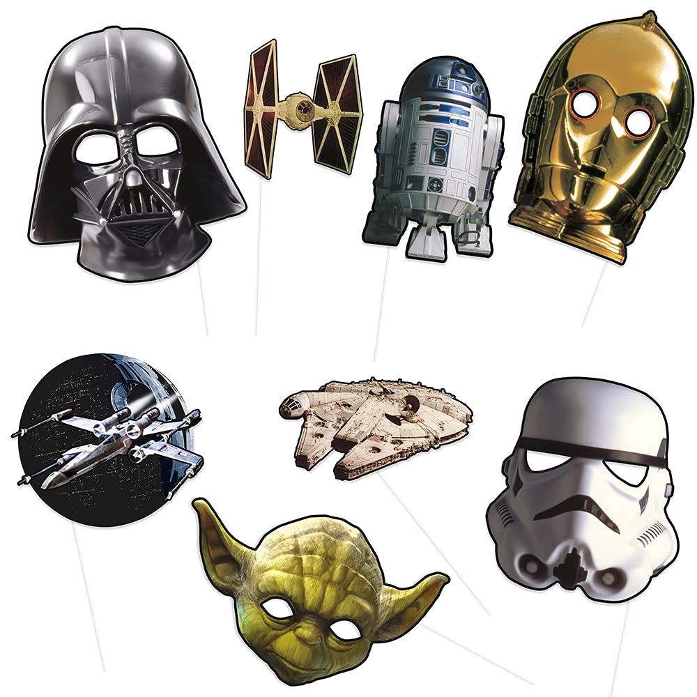 Photo 1 of Star Wars Photo Booth Props (Pack of 8) - Multicolor Cardboard - Ultimate Party Accessory for Kids' Birthdays & Themed Events
