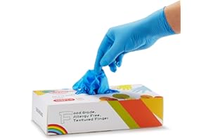 ZOMCHAIN NITRILE GLOVES Kids Disposable Nitrile Gloves for 7-14 Years - Latex Free, Powder Free - for Crafting, Painting, Cooking, Cleaning -100 PCS