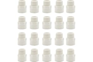 TALEGEN 20 Pack 3/4" PVC Fittings, 3/4 inch NPT Male PVC Pipe Adapter (Socket x NPT Male Thread), 3/4" PVC Coupling Pipe Connector Slip for Water Pipe, Swimming Pool & Outdoor Plumbing, White Schedule SCH 40