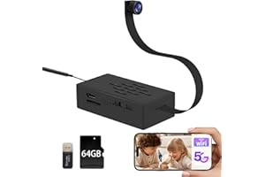 QETATIY 1080P Camera DIY Module, 5G/2.4G WiFi Nanny Cam with Motion Detection 140° Wide Angle, Portable Mini Camera Module for Home Security (5G/2.4G WiFi with 64G Card - Built-in 800 mah Battery)