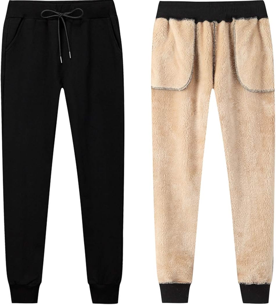 Hixiaohe Women's Warm Sherpa Fleece Lined Sweatpants Athletic Jogger