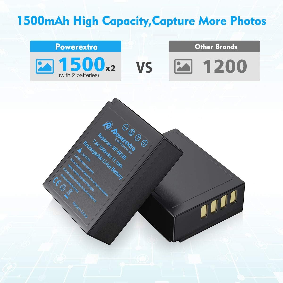 Powerextra 2X NP-W126/NP-W126S Battery & LCD Charger Compatible with Fujifilm X100F X100V X-A10 X-A7 X-A5 X-A3 X-A2 X-A1 X-E2 X-E2S X-Pro2 X-Pro3 X-T1 X-T2 X-T3 X-T10 X-T20 X-T30 X-T100 X-T200 X-H1 : Home Audio & Theater