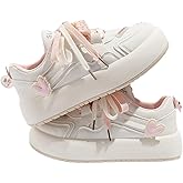 Y2K Cute Shoes Walking Sneakers for Women Chunky Pink Contrast Rabbit Flower Cherry Accents US 4-8