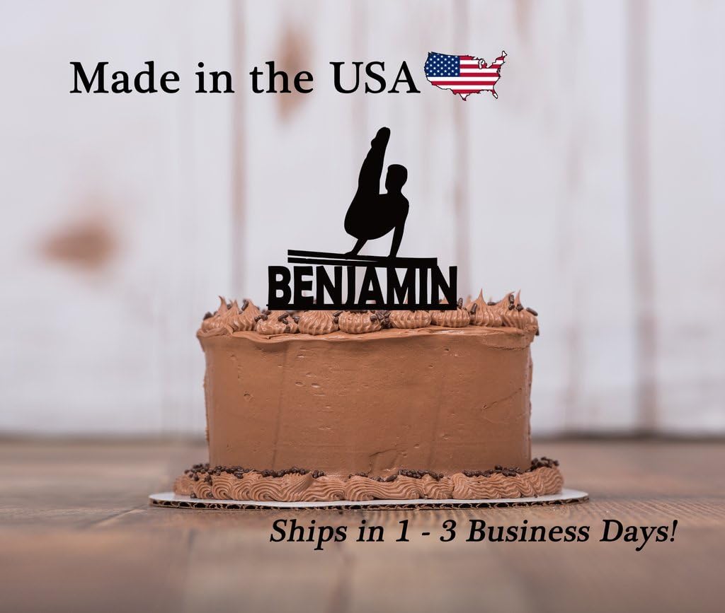 Gymnastic Beam, Gymnastic Cake Topper , Cake Decorations, Male Gymnast, Boy Birthday, Personalized Cake Topper, Cupcakes, Includes Keepsake base