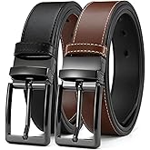 DOOPAI Reversible Leather Belt for Men 1.25" - Dual Sided Dress and Casual Belt, Trim to Fit, 2 Styles in One Belt