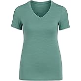 Merino Protect 100% Merino Wool V Neck T-Shirt for Women Short Sleeve Base Layers Odor Resistance Tops for Outdoor Hiking