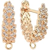 Beebeecraft 1 Box 5 Pairs Cubic Zirconia Hoop Earring Findings 18K Gold Plated Brass Leverback Earring Findings for Women Gifts Jewelry Making