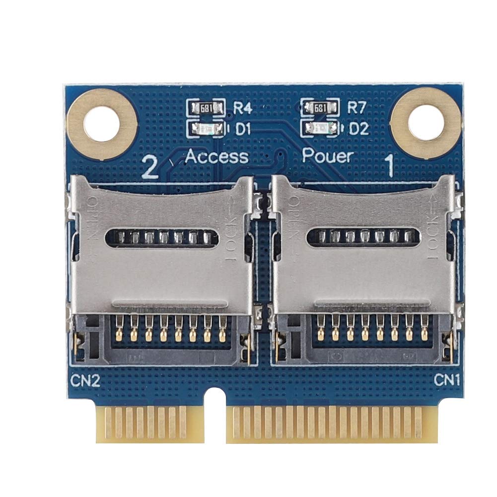 ASHATA PCIe to Dual TF Card,Mini PCI‑e to Dual Micro Secure Digital Memory Adapter Card for ME/2000/XP/Vista/7/8/10 and OSX