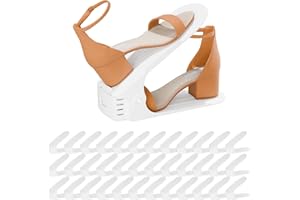 Yashong Shoe Slots Organizer, 36PCS Adjustable Double Layer Stack Shoe Rack, 50% Space-Saving Storage Rack Holder, White